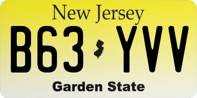 NJ license plate B63YVV