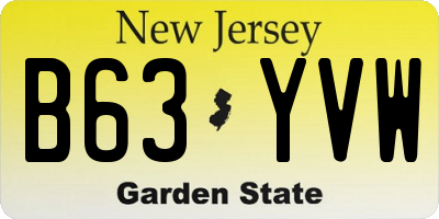 NJ license plate B63YVW