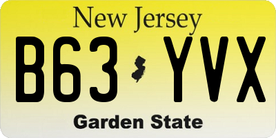 NJ license plate B63YVX