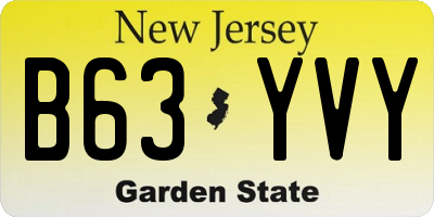NJ license plate B63YVY