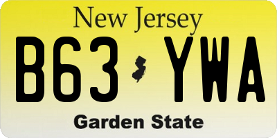 NJ license plate B63YWA