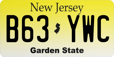 NJ license plate B63YWC