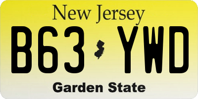 NJ license plate B63YWD