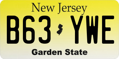NJ license plate B63YWE