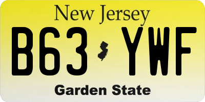 NJ license plate B63YWF