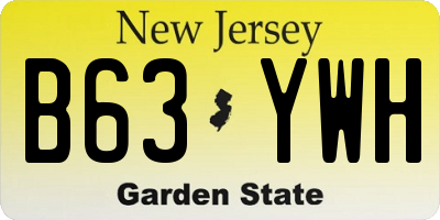 NJ license plate B63YWH