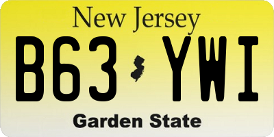 NJ license plate B63YWI