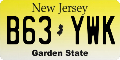 NJ license plate B63YWK
