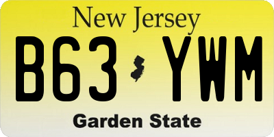 NJ license plate B63YWM