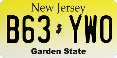 NJ license plate B63YWO