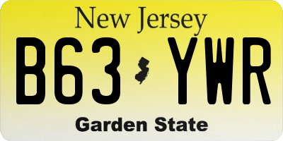 NJ license plate B63YWR