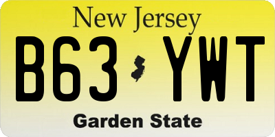 NJ license plate B63YWT