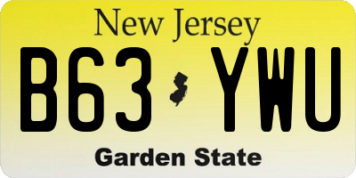 NJ license plate B63YWU