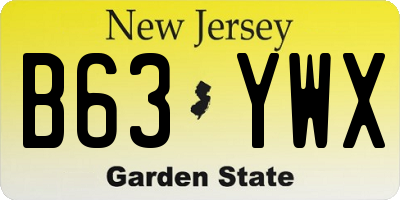 NJ license plate B63YWX