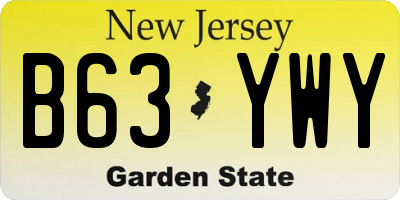 NJ license plate B63YWY