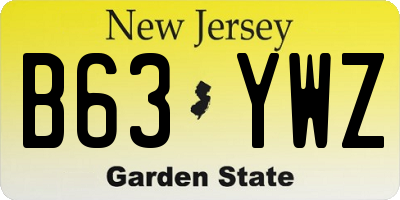 NJ license plate B63YWZ