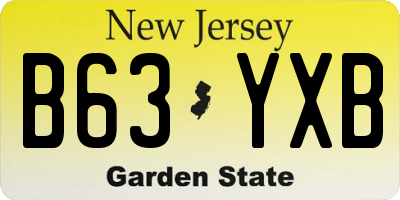 NJ license plate B63YXB