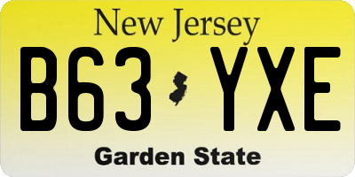 NJ license plate B63YXE