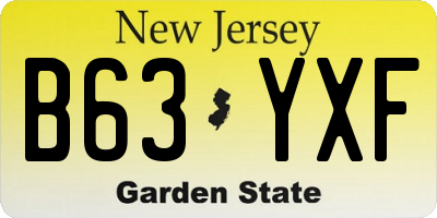 NJ license plate B63YXF