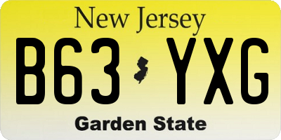 NJ license plate B63YXG