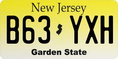 NJ license plate B63YXH
