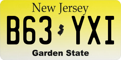 NJ license plate B63YXI