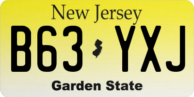 NJ license plate B63YXJ