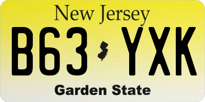 NJ license plate B63YXK