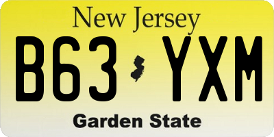 NJ license plate B63YXM