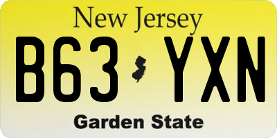 NJ license plate B63YXN