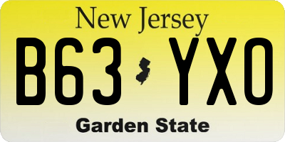 NJ license plate B63YXO