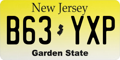 NJ license plate B63YXP