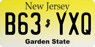 NJ license plate B63YXQ