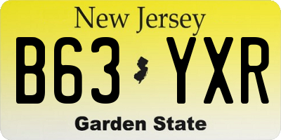 NJ license plate B63YXR