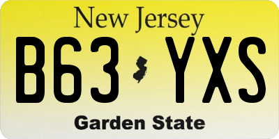 NJ license plate B63YXS