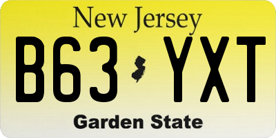 NJ license plate B63YXT