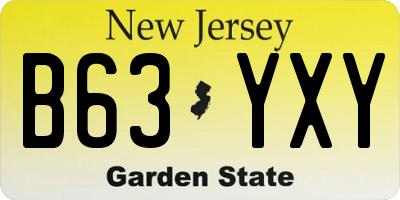 NJ license plate B63YXY