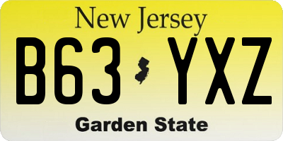 NJ license plate B63YXZ