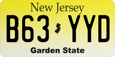 NJ license plate B63YYD