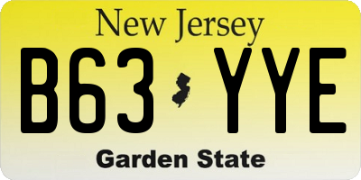 NJ license plate B63YYE