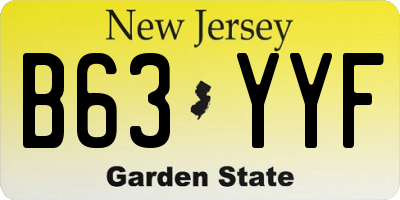 NJ license plate B63YYF