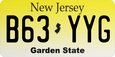 NJ license plate B63YYG