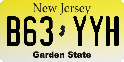 NJ license plate B63YYH