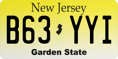 NJ license plate B63YYI
