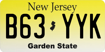 NJ license plate B63YYK