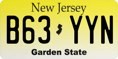 NJ license plate B63YYN