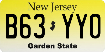 NJ license plate B63YYO