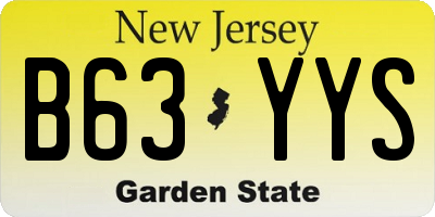 NJ license plate B63YYS