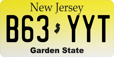 NJ license plate B63YYT