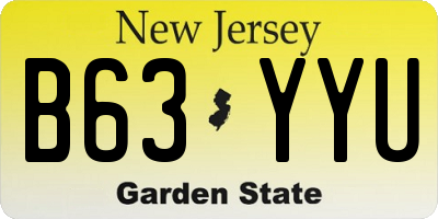 NJ license plate B63YYU